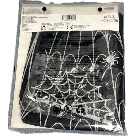 Spooktacular Creations Women Spider Web Dress Poncho Costume & Crown Black NEW - Picture 6 of 7